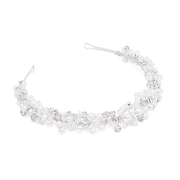 Accessories - Bridal Headband Pearl Crystal Tiara for Women Wedding Hair Accessory